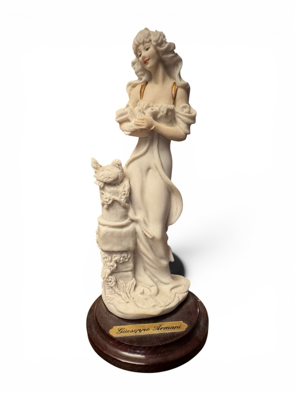 Vintage 1994 Florence Giuseppe Armani Figurine, Lady with Doves Sculpture Italy